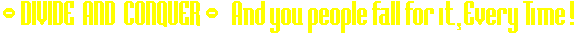 - DIVIDE AND CONQUER - And you people fall for it, Every Time !